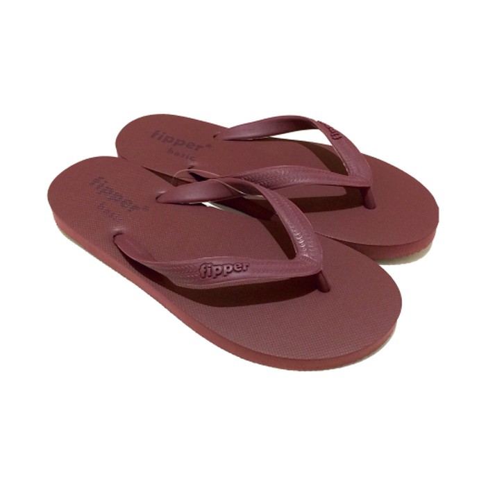 MURAH SENDAL / SANDAL SLOP PRIA CWO LEBARAN PUASA Fipper Basic / Jepit / Pantai in Maroon - Maroon,