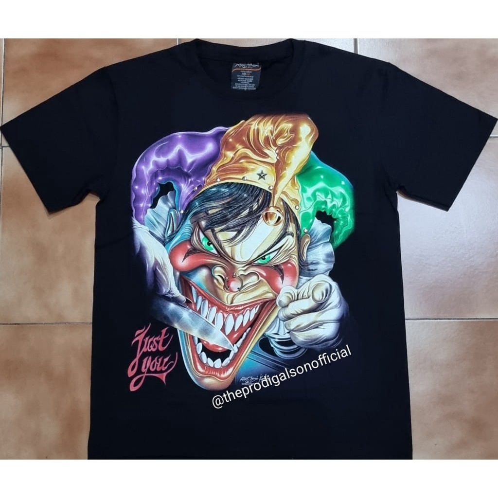 Kaos Rock Chang Import Size XXL Joker Pisau 4D Glow in The Dark