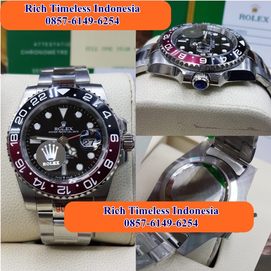 Cod  Jam Tangan Pria Keren Terbaru Merk Rolex Gmt Master Ii Coke Swiss Stainless Steel Jam Tangan Pr