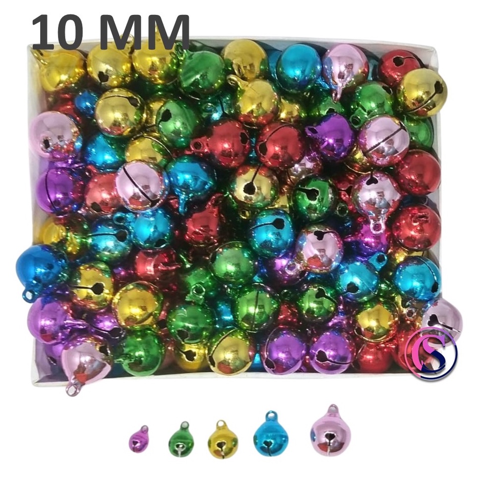 [ Isi 100 biji ] Lonceng / kerincingan 10 mm / 1 cm  warna / perak / emas mini / bell kecil