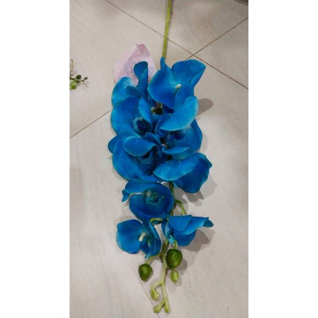 Bunga anggrek latex biru 6pcs