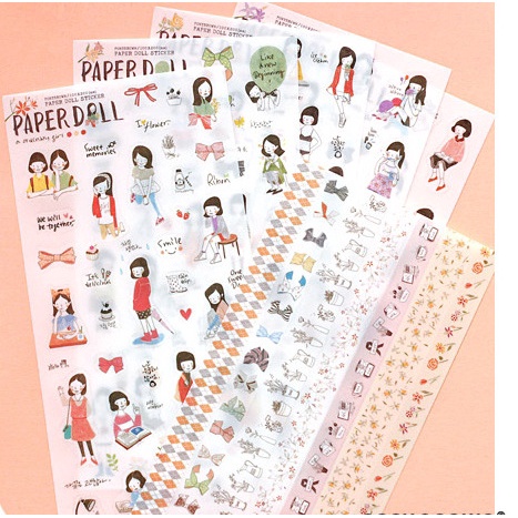 

6 Lembar Stiker Korea Imut Transparan untuk DIY / Scrapbook