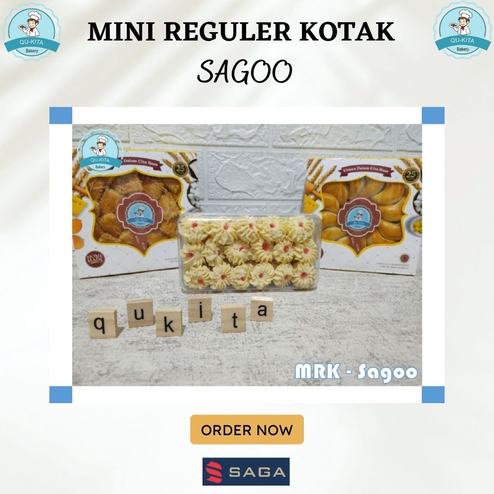 

Kue Kering Reguler / Kue Lebaran Package Mini Reguler Kotak Varian Sagoo Reguler Qu-Kita Bakery