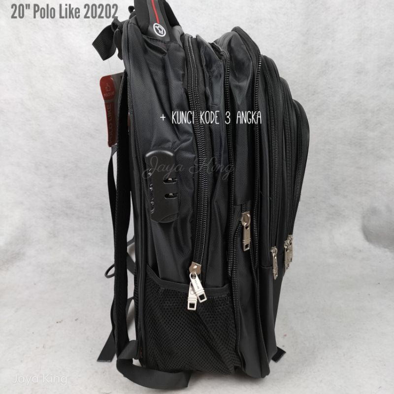 Ransel Laptop USB Polo Like 20 Inch Jumbo Lock Kombinasi Expand Tas Sekolah Kerja Pria