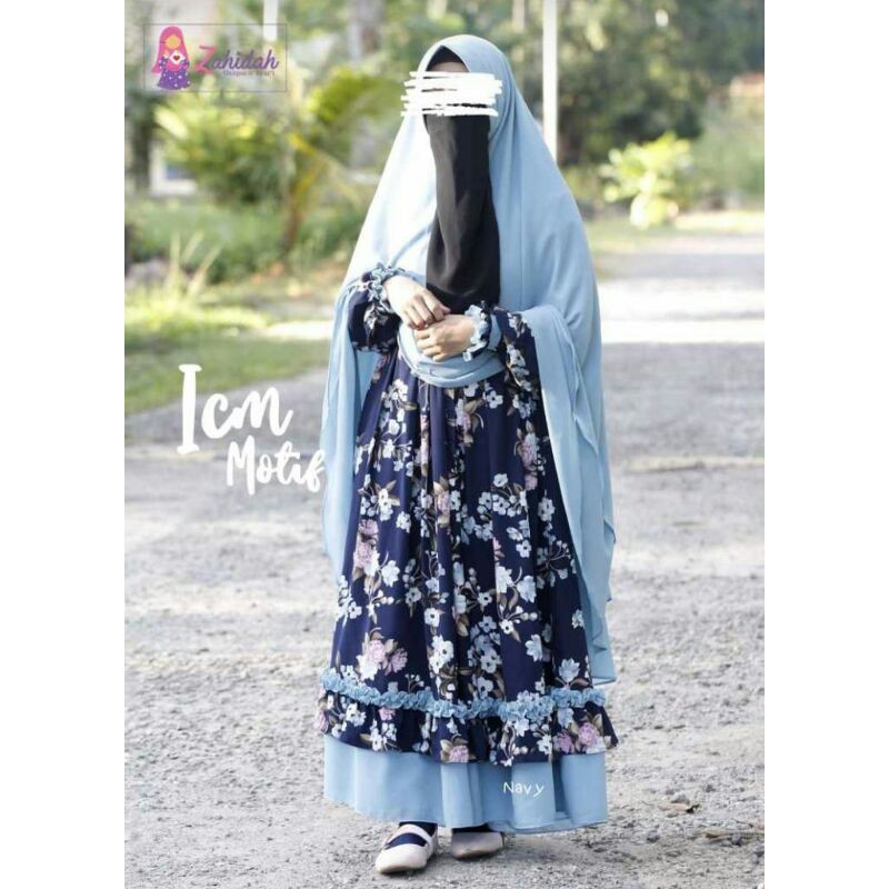 gamis ice cream motif tiga icm 3 original dari zahidah