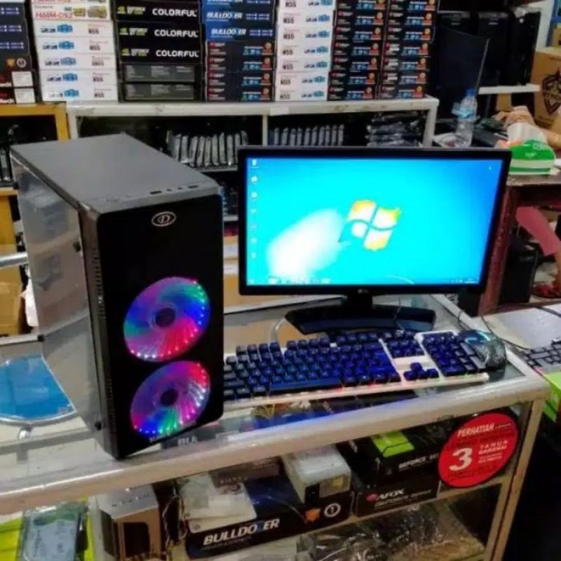 PC Editing Gaming Core i7  Vga 4 GB Gtx 750 Ddr 5 /Valorant /gta v/Ff/ monitor 19 in siap pakai