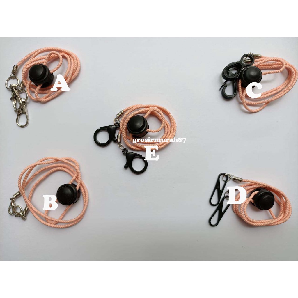 Tali masker dewasa lanyard kalung masker non elastis warna peach/orange muda ready stok cantolan kokot cantolan besi atau plastik