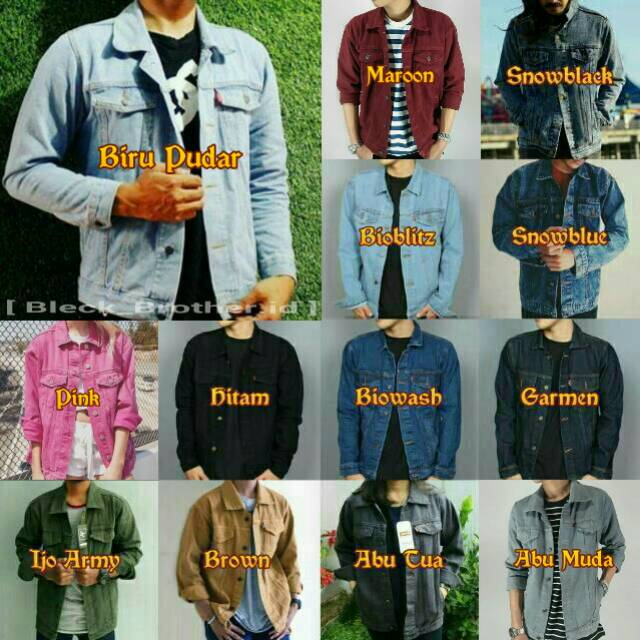  Jaket  Jeans  Denim  Levi s Oversize Pria Abu Hijau Maroon 