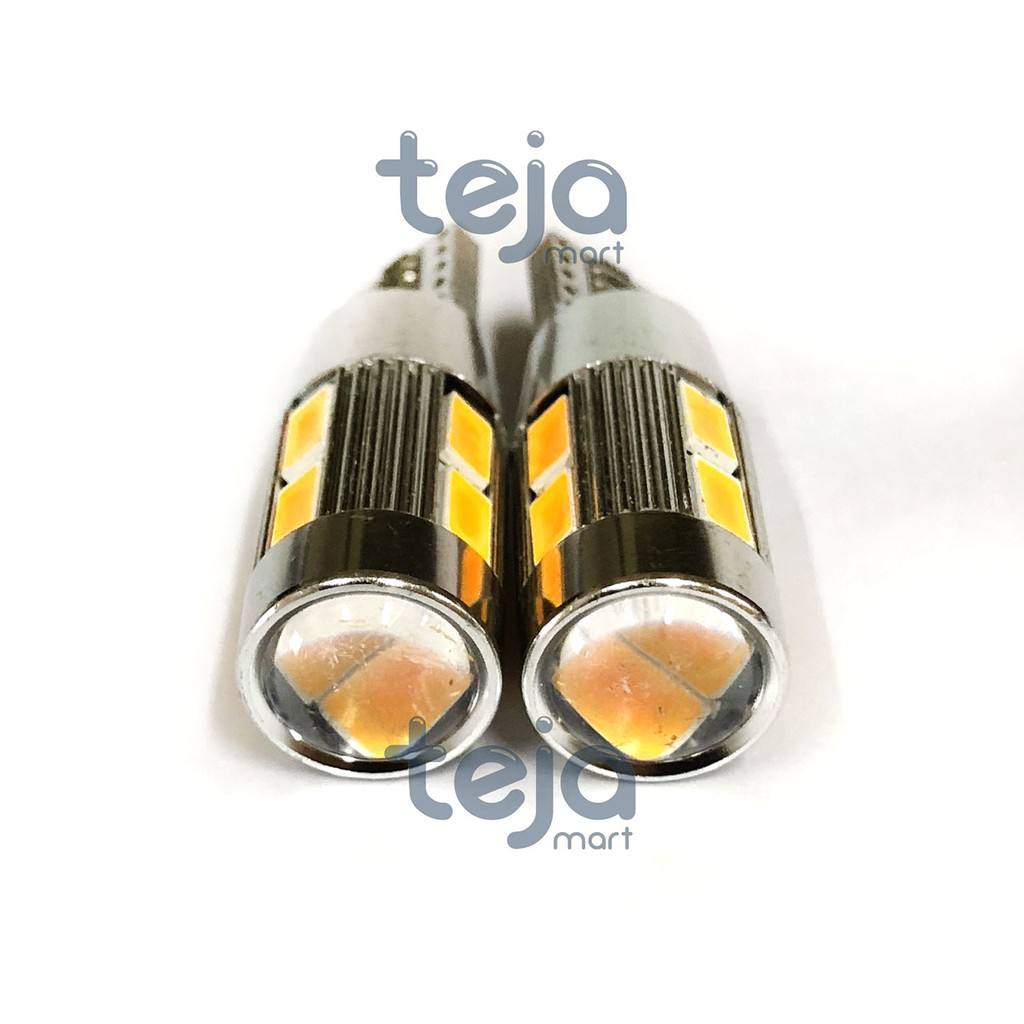 Lampu LED Canbus T10 Proyektor 10 Titik Sein Kuning Amber Aluminium