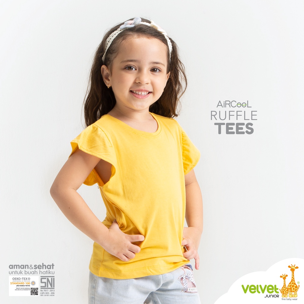 Velvet Junior Kaos Anak Perempuan - Ruffle Tees - Lemon Drop / Kuning