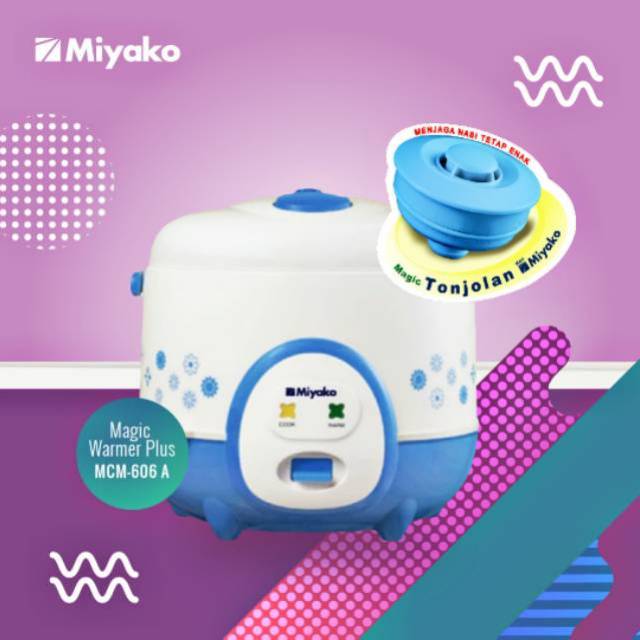 MIYAKO MCM 606 0.6LITER RICE COOKER MAGIC COM MAGIC JAR 3 IN 1 MEMASAK MENGUKUS MENGHANGATKAN NASI