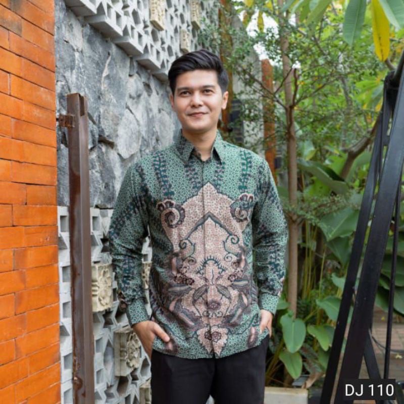 Kemeja Batik Lengan Panjang 021 RISNA BATIK HRB026 HEM BATIK MURAH SENO SOGAN BAKUNG PADI MANGGAR