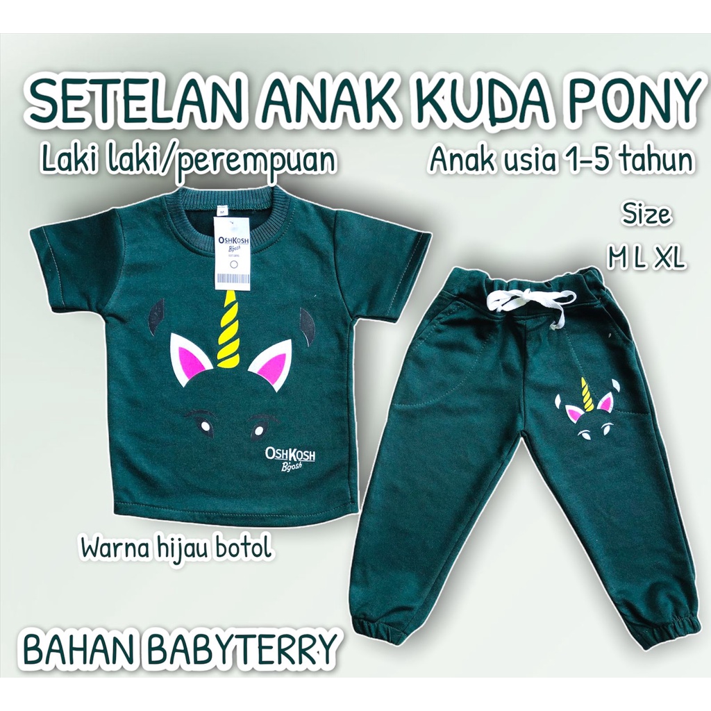 setelan anak laki laki/perempuan oshkosh kuda poni terbaru
