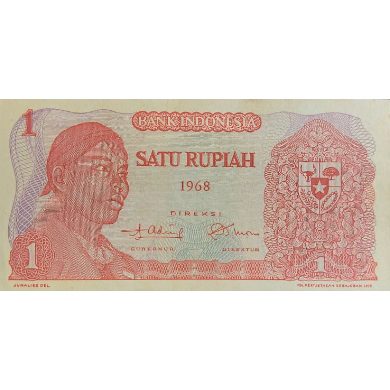 Uang Kuno Indonesia Series Sudirman 1 rupiah tahun 1968 Kondisi AUNC MULUS Original 100%