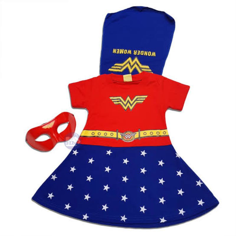 KOSTUM DRESS CEWEK WONDER WOMAN GRATIS TOPENG TERLARIS