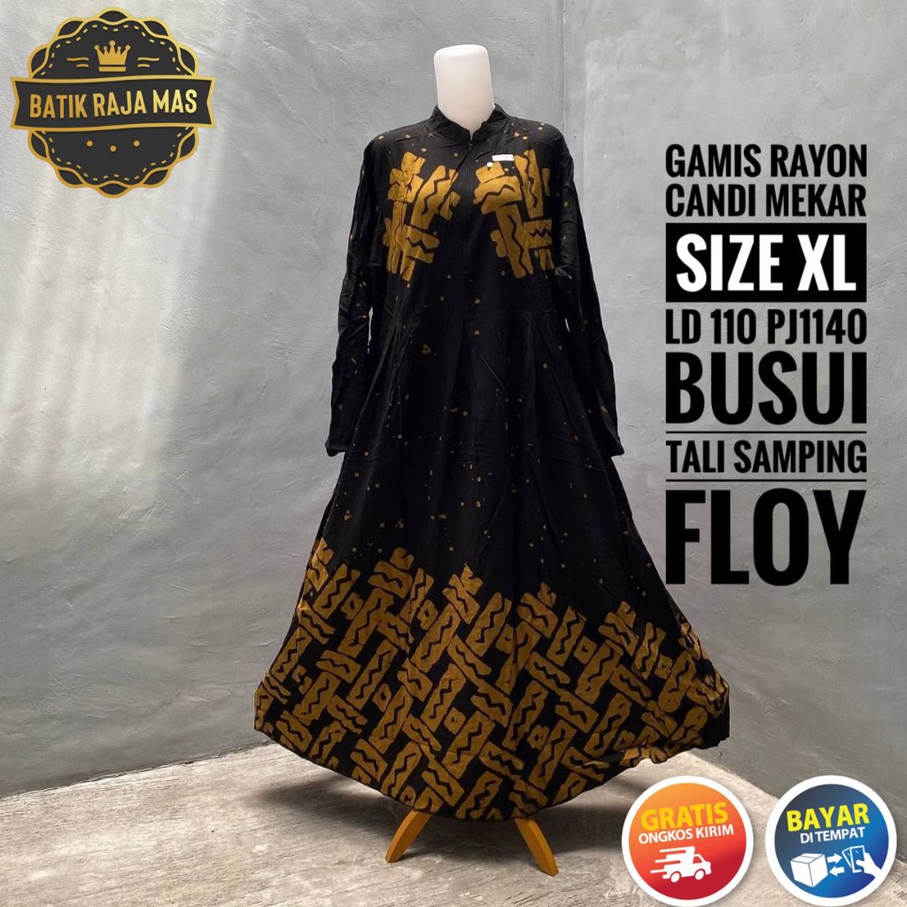 Baju Gamis Wanita Terbaru 2022 Dewasa Kekinian Modern Syari Lebaran Motif Batik Abstrak Busui Reslet