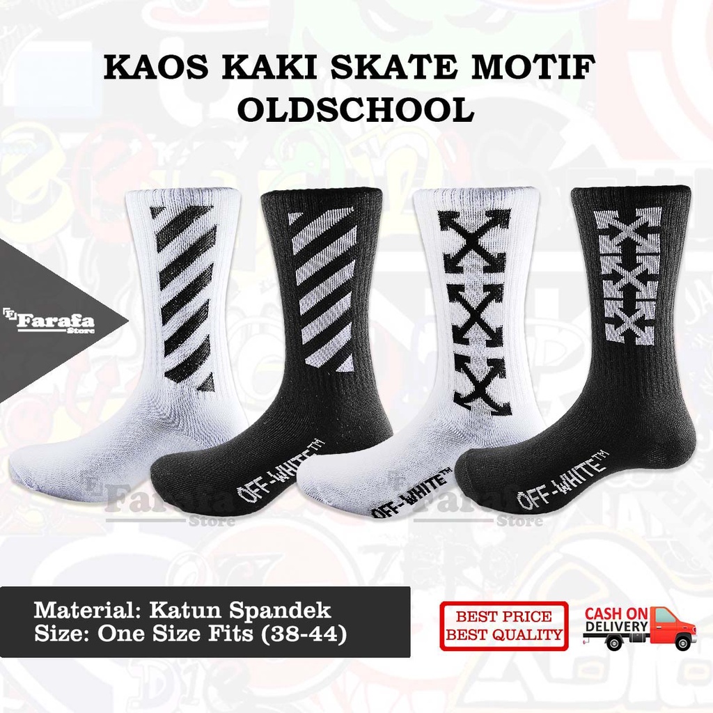 Kaos Kaki Skate Kaos Kaki Distro Kaos Kaki Old School Motif Off White Bahan Katun Premium