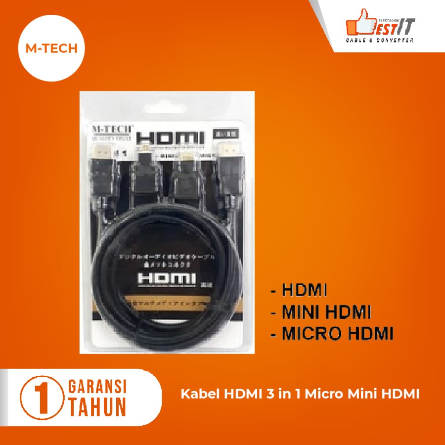 Kabel HDMI 3 in 1 Micro Mini HDMI M-Tech Original