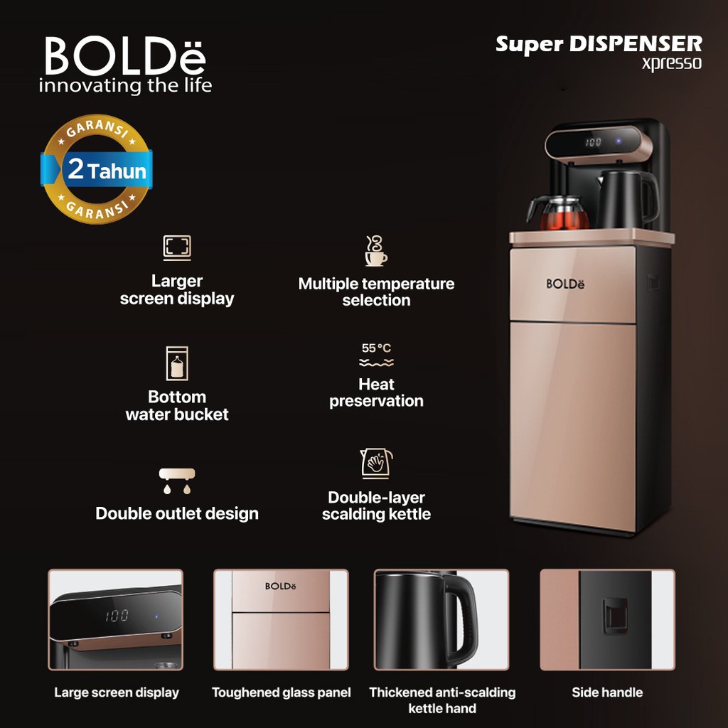 BOLDe Dispenser Xpresso Galon bawah Futuristik 2 tahun Garansi