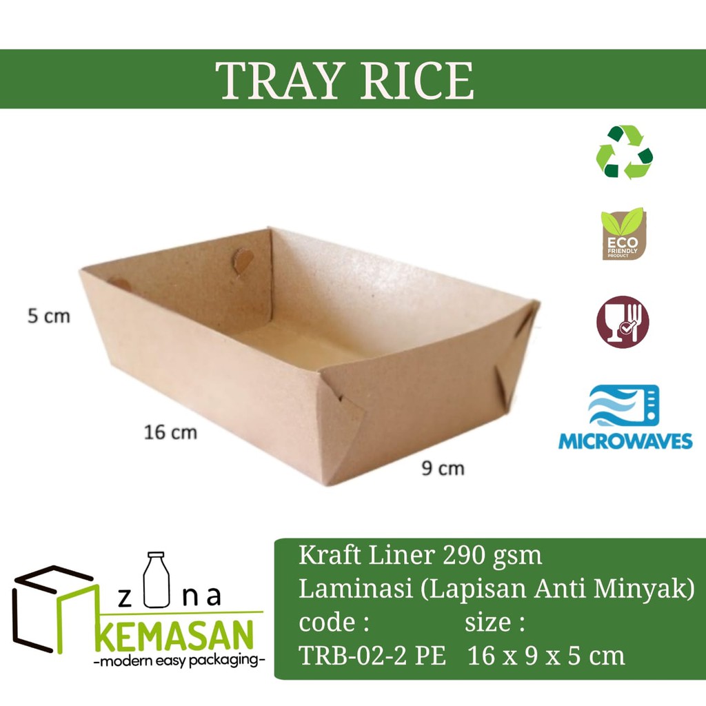 

KEMASAN BOX DUS KOTAK TRAY MAKANAN FRENCH FRIES/KENTANG NASI 16x9x5 cm KRAFT 290 gsm LAMINASI