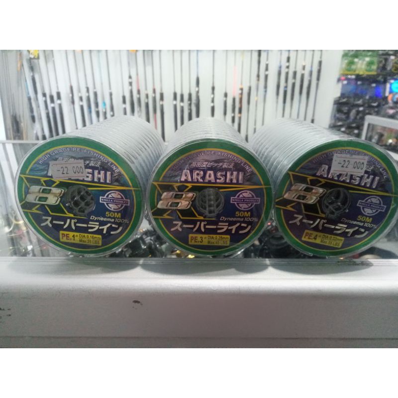 Senar pe stella ARASHI X8 50 meter hijau