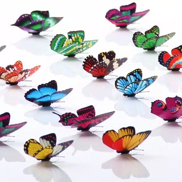 12pcs Stiker Dinding 3D Kupu Kupu Dekorasi Hiasan Kamar Wall Sticker Butterfly PVC