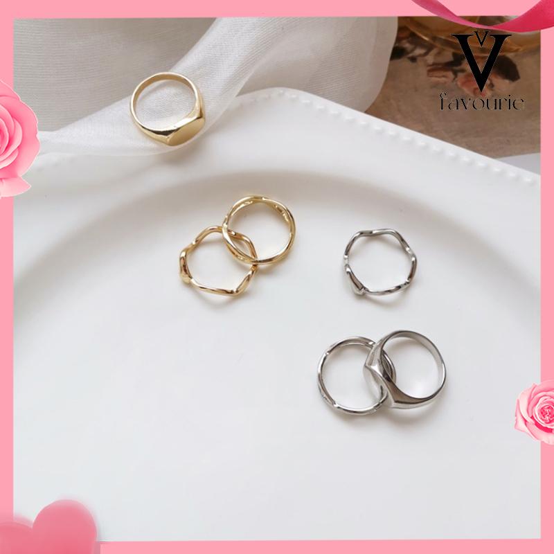 [COD]3 PCS Sederhana Tidak Teratur Cincin Wanita Desain Geometris Street Shooting Fashion Rings-FA