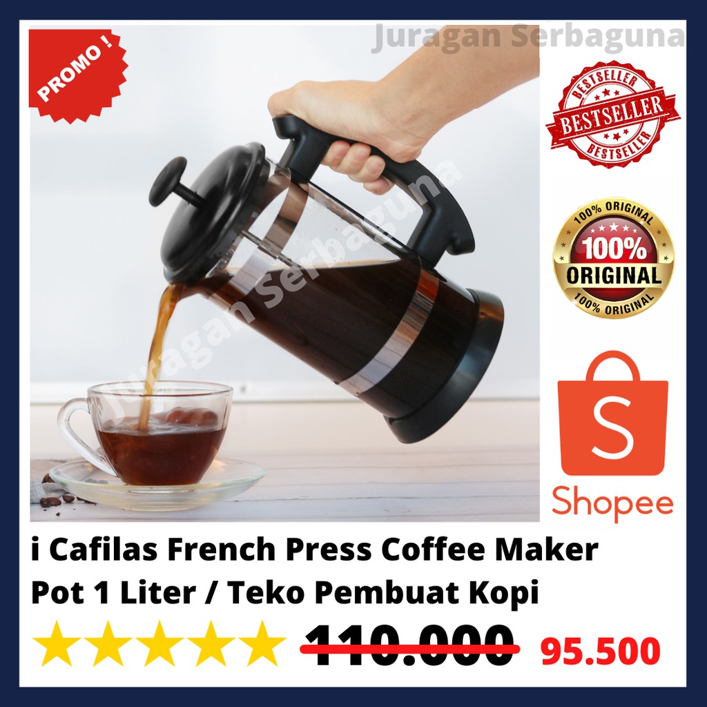 i Cafilas French Press Coffee Maker Pot 1 Liter / Teko Pembuat Kopi