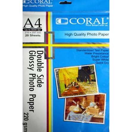 

Termurah Kertas Photo Coral Glossy Double Side A4-220 Gr (Pack=20 Sheet) Offic