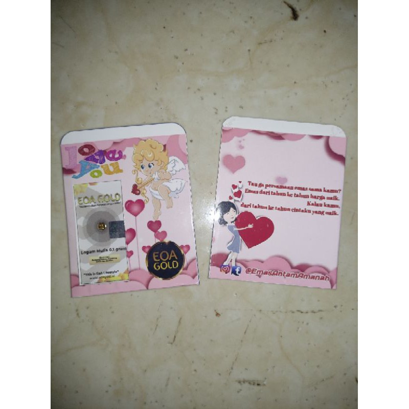 Gift Series EOA Gold / Kado Pacar / Ucapan Cinta / Amplop EOA Gold I Love You / Mini Gold