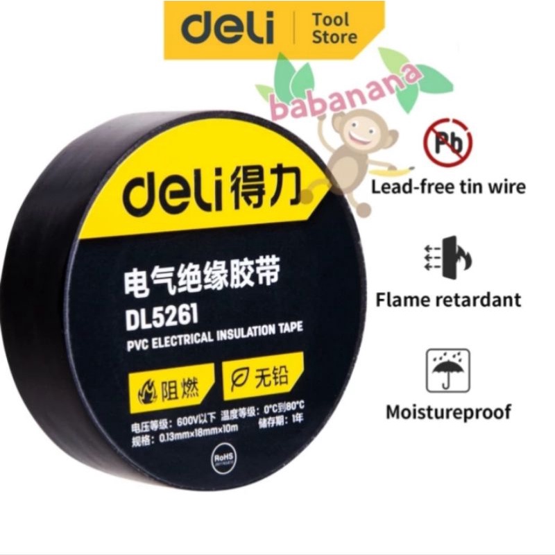 Deli DL5261 isolasi listrik lakban electrical tape kabel 10 meter