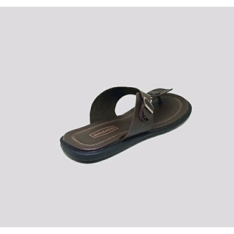 Sendal Jepit Paku Kulit MK-1 / Sandal Big Size Pria 44-48 / JUMBO Sendal Kasual Ukuran Besar Simpel  Gede Coklat,47