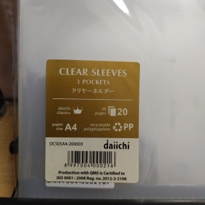 Clear Sleeves 3 pocket A4 Daiichi / Map L 3 lapis.. per lusin