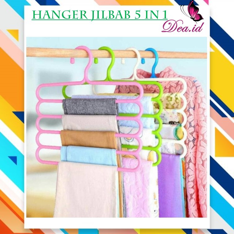 [DEASHOP] [STORAGE] HANGER GANTUNGAN PAKAIAN 5 SUSUN/HANGER JILBAB TINGKAT MULTIFUNGSI