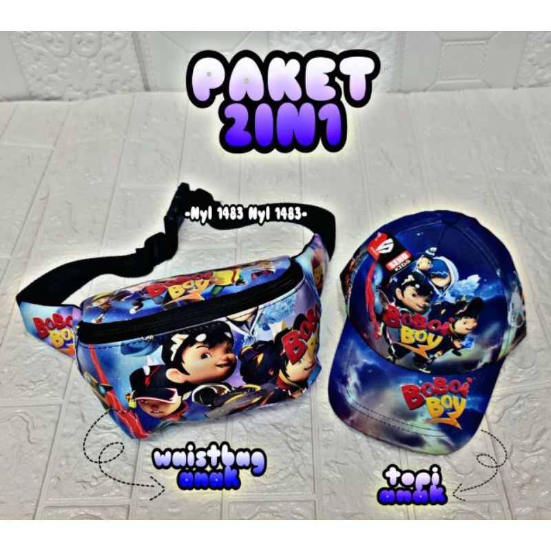 Tas Pinggang/Tas Slempang Anak Laki Laki/Paket Waist Bag Anak Boboiboy Murah