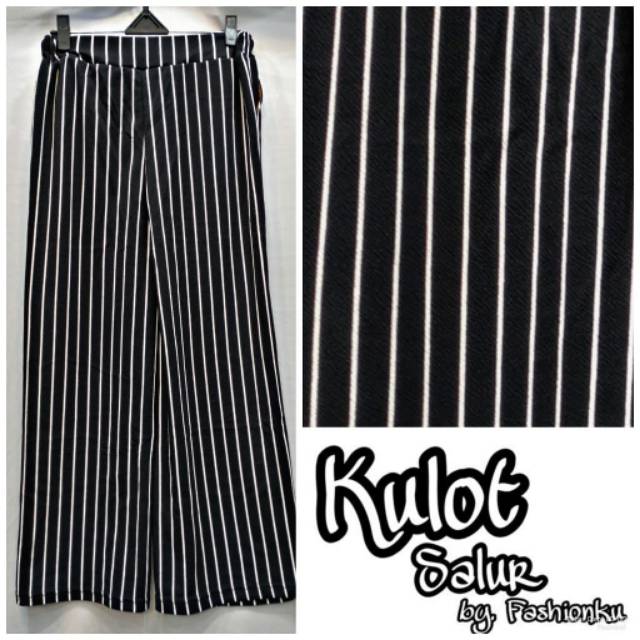 𝔂𝓾𝓶𝓪 Kulot salur Hitam Putih_Crepe_BB 40kg - 60kg