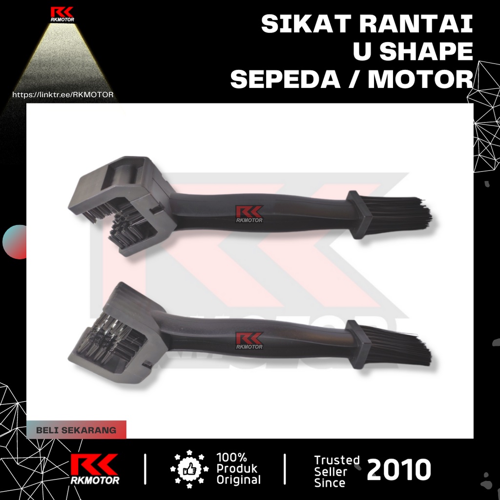 Sikat Rantai Sepeda dan Motor U Shape Alat Pembersih Sprocket Gear-Hitam