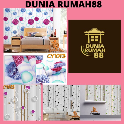 Wallpaper Dinding CY Ukuran 45cm x 8m Motif Polkadot