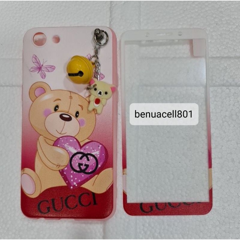 Silicon case karakter plus tempered glass Redmi all type