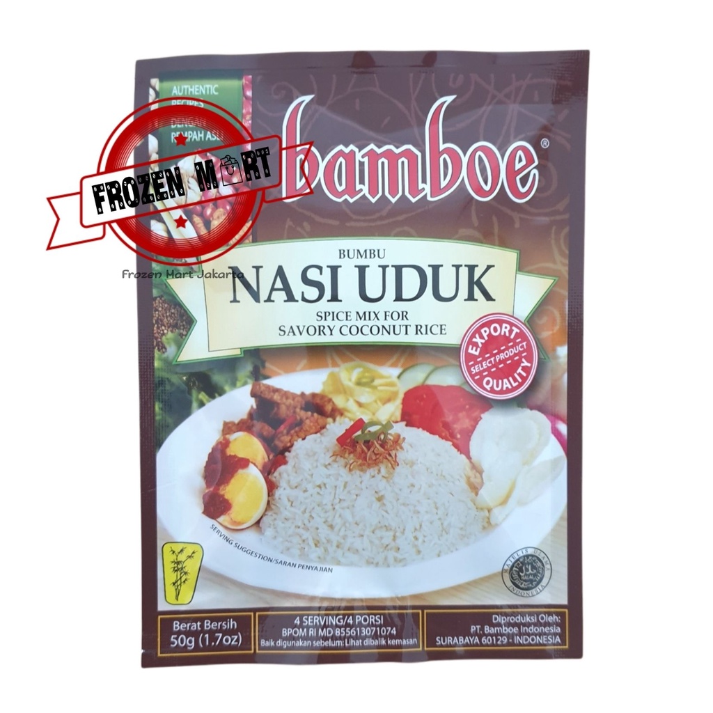 BAMBOE Bumbu Instant Nasi Uduk / Savory Coconut Rice HALAL 50 Gr / Bamboe Nasi Uduk