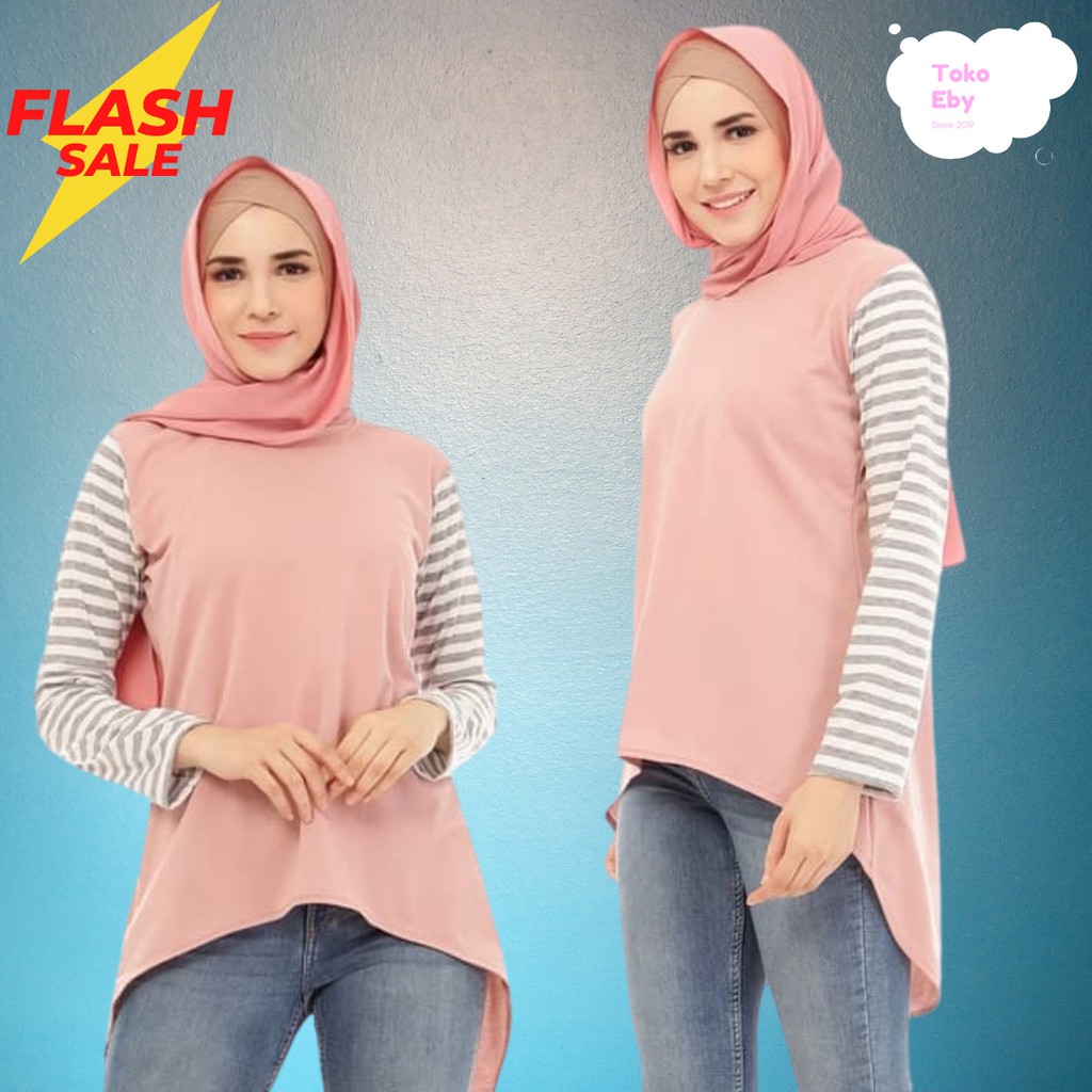 BAJU MURAH WANITA MUSLIM BLOUSE WARNA DUSTY PINK - FASHION MUSLIM BLOUSE WARNA DUSTY PINK