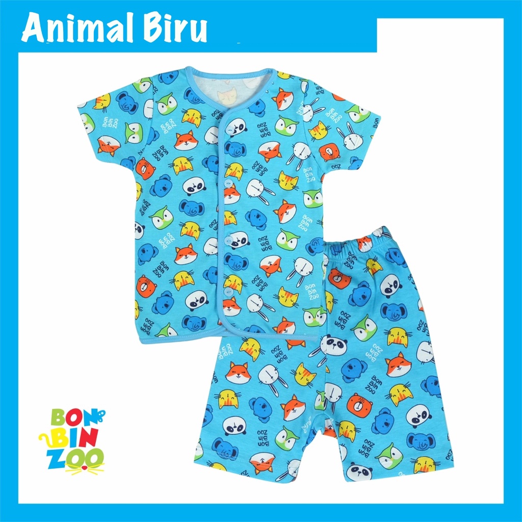 Setelan Baju Bayi Lengan Pendek Kancing Depan Bonbinzoo