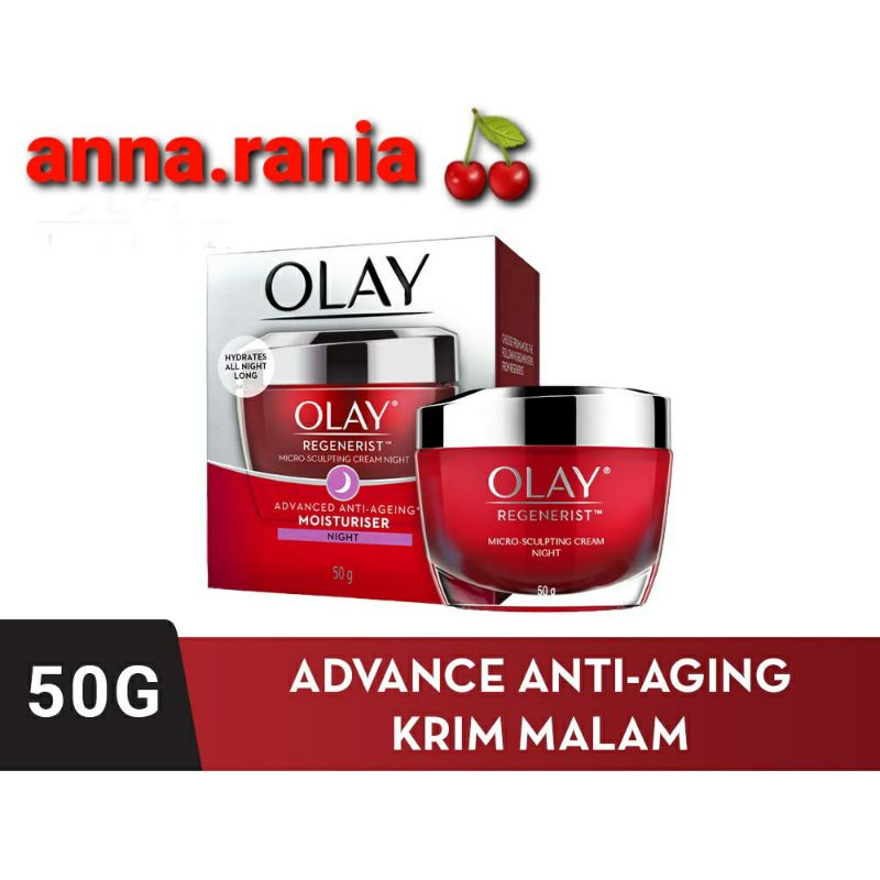 Olay Krim Pelembab Malam Regenerist Advanced Anti Aging Skincare Night Cream 50 g 10 gr