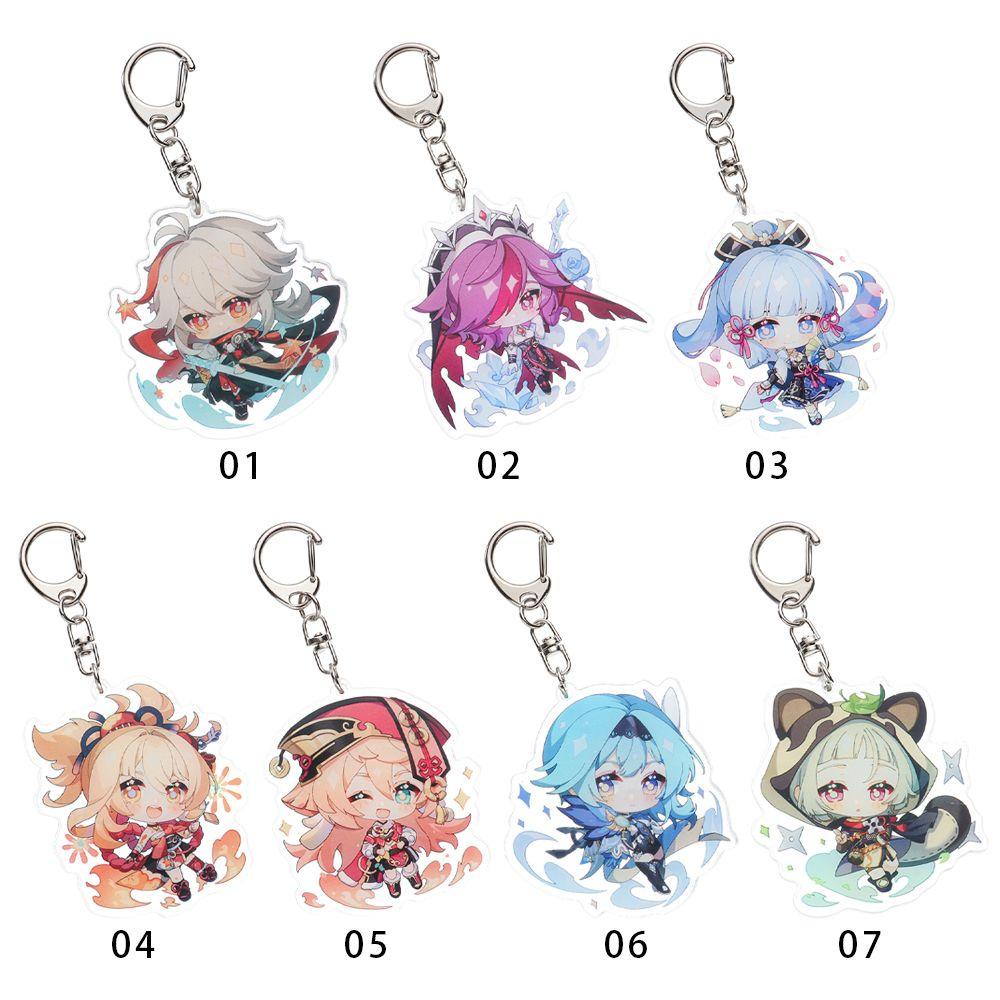 Lily Genshin Impact Keychain Kartun Lucu Liontin Aksesoris Fashion Perhiasan Jepang Anime Gantungan Kunci Mobil