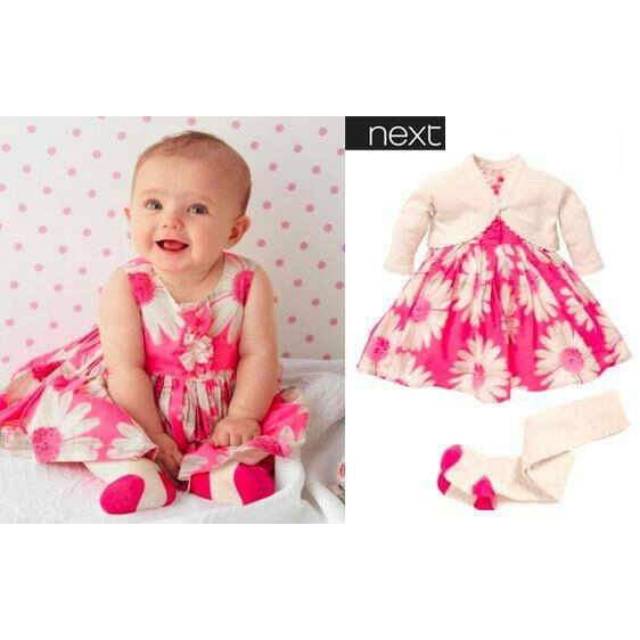 Dress anak cardigan set Next Flower
