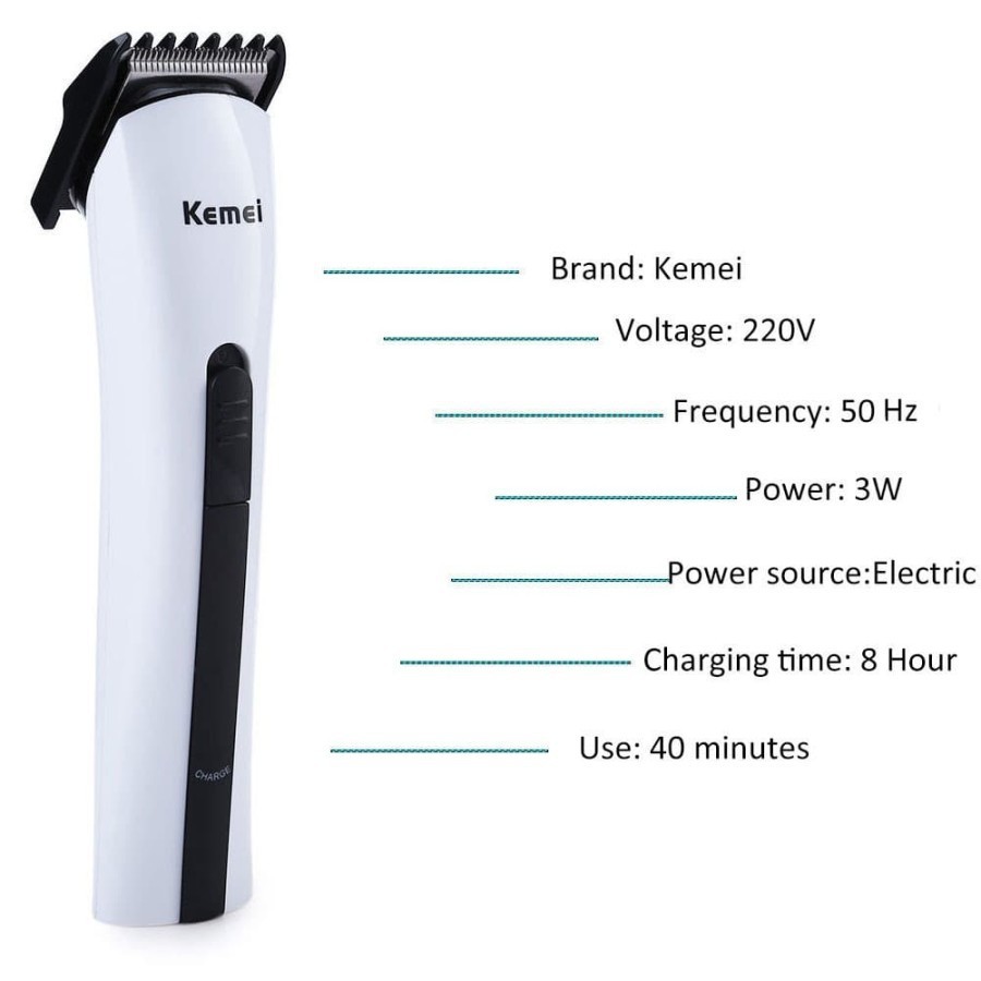 Alat Cukur Elektrik Hair Pencukur Rambut Dapat Dicas Rechargeable - Putih