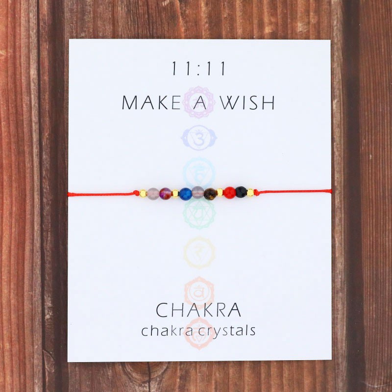 Gelang Chakra Wish String Bracelet 7 Chakra Healing Yoga Reiki Prayer Stones Bracelet