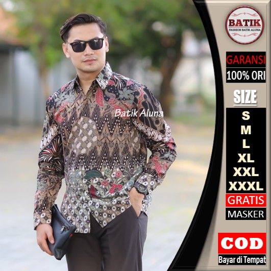 Batik pria lengan panjang Kemeja Atasan Baju batik pria laki laki lengan panjang premium cowok solo