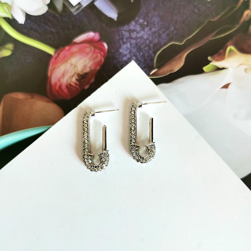 Anting Tusuk Silver Needle 925 Hias Berlian Gaya Korea