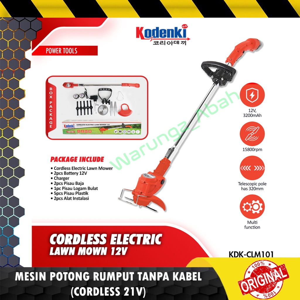 ALAT MESIN PEMOTONG POTONG RUMPUT BATERAI PORTABLE RECHARGE CAS TANPA KABEL GRASS CUTTER TRIMMER COR